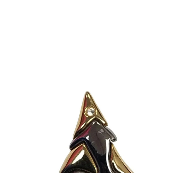 Vintage Liz Claiborne Christmas Tree Brooch Lapel Pin Silver and Gold Tone - Picture 2 of 3